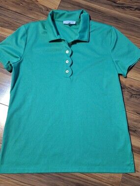 T By Talbots Small Pickleball Tennis Preppy Golf Polo Shirt Active Scalloped